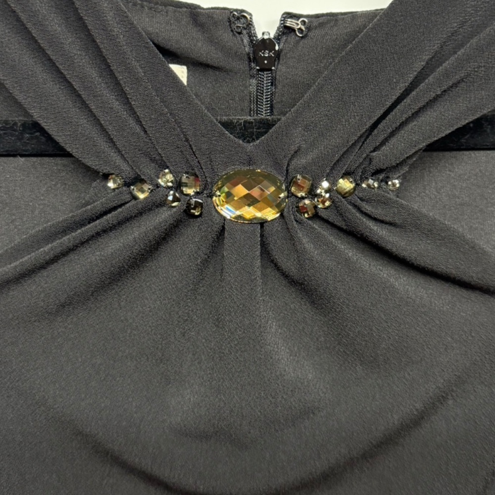 ***Anne Klein Black Midi Dress with Gold Accents - Picture 4 of 8